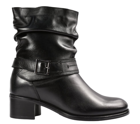 Ghete casual, dama, ADA SHOES, 2447 negru, piele naturala